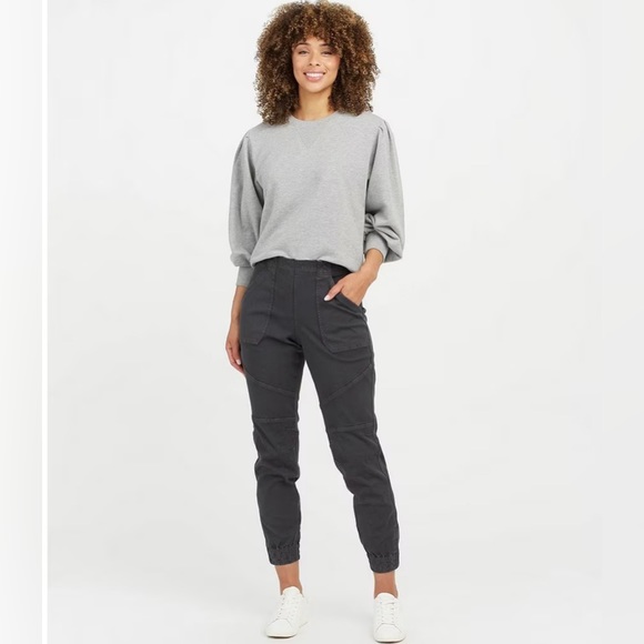 SPANX Pants - LIKE NEW Spanx Stretch Mid‎ Rise Twill Joggers Washed Black XS Pull-On Utility